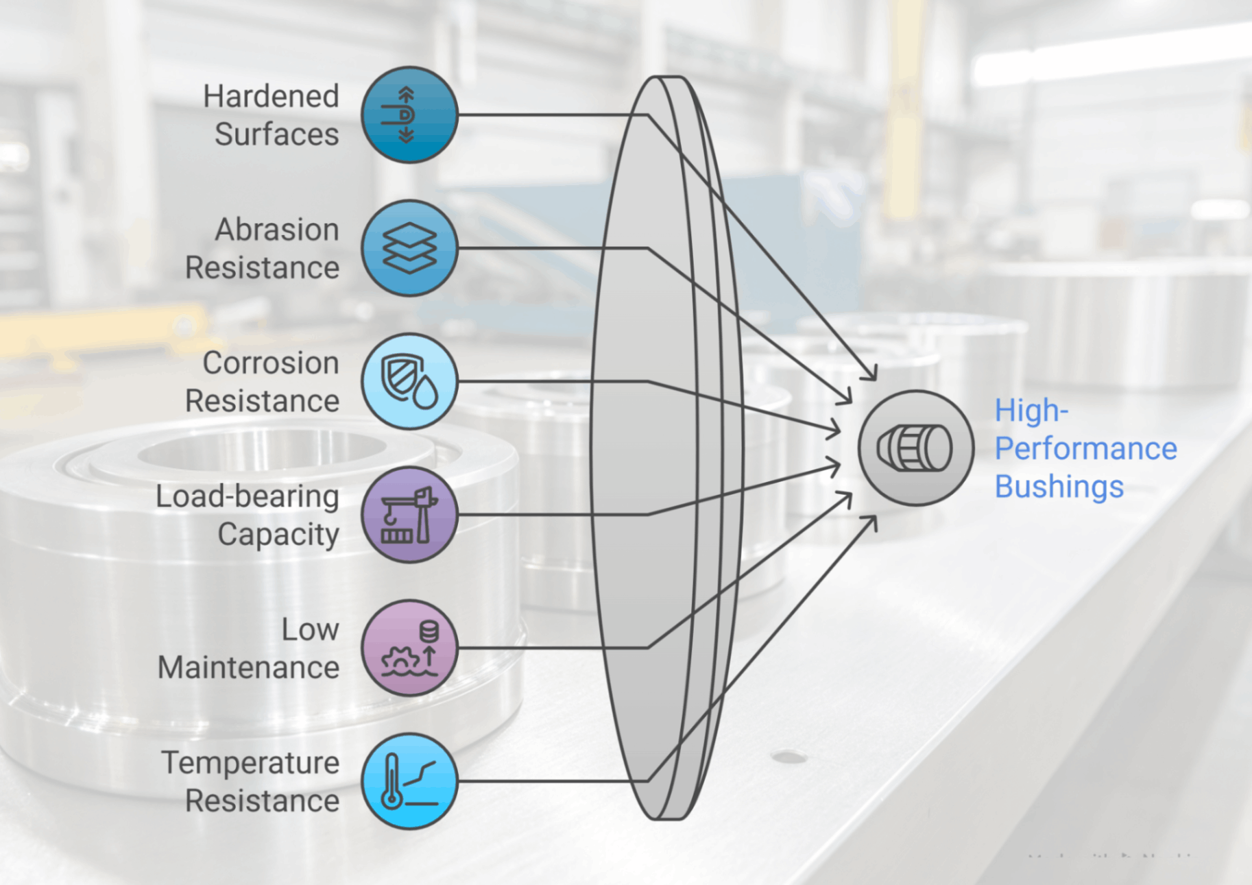 diagram showing the flow between six different elements and its main category