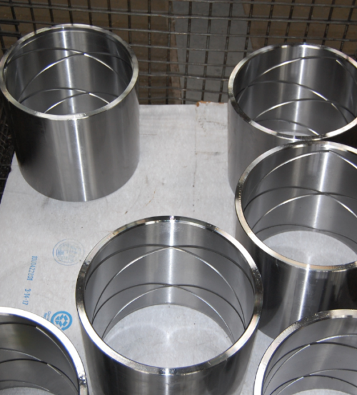 Metal parts in SC Industries shop, showing the manufacturing processes in Houston.